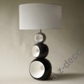Ceramiczna lampa stołowa podstawa 3 kule w trzech odcieniach szarości z otworem w środku abażur białym Orion 4452 Envy