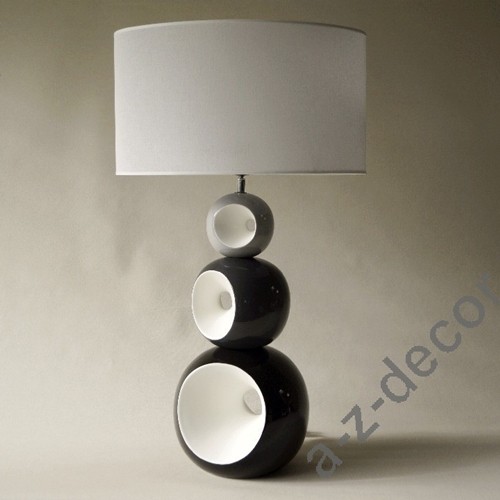Ceramiczna lampa stołowa podstawa 3 kule w trzech odcieniach szarości z otworem w środku abażur białym Orion 4452 Envy