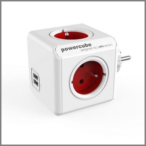 PowerCube Original USB rozgałęziacz kostka 4 gniazda czerwone 2 wejścia USB