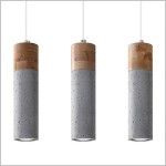 Zane 3 potrójna lampa wisząca na listwie beton i drewno 3xGU10 Sollux