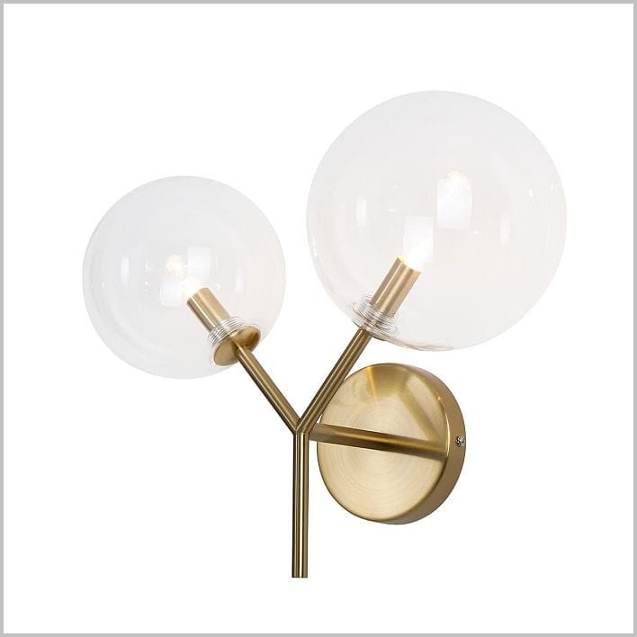 złoty kinkiet dwie szklane kule Maxlight Lollipop Gold W0254