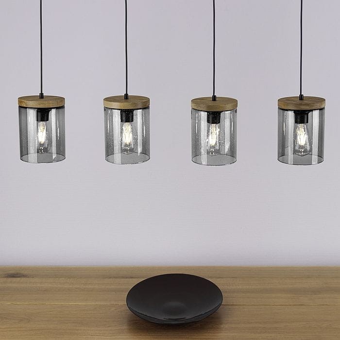lampa wisząca nad stół 4 klosze ze szkła dymionego Britop Monsun 161859451