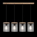 Britop lampa wisząca drewniana listwa i 4 zwisy ze szklanymi abażurami Monsun 61859451