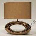 Lampa stołowa do salonu 47cm z ceramiczną podstawą ciemno-złotą abażur w kolorze ciepłego beżu ze złotym połyskiem Orea 4300 Envy
