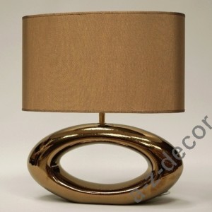 Orea lampa stołowa do salonu 47cm ceramiczna podstawa ciemno-złota abażur beż 1xE27 Envy