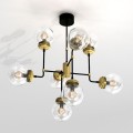 mosiężna lampa sufitowa 8 szklanych kul Hydro Luminex 1889
