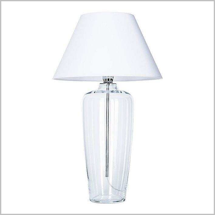 szklana lampa transparentna z białym abażurem 4concepts Bilbao L019031215