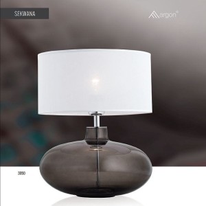 SEKWANA lampa stołowa z dymnego szkła z białym abażurem 1xE27 Argon