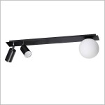 Albio 2+1 czarna lampa sufitowa z reflektorami i kulą Kaja