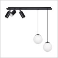 lampa sufitowa z reflektorami i wiszącymi kulami Kaja Albio K-4138