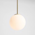 lampa wisząca mosiądz i szkło Aldex Bosso Mini 20 Brass 1087XS40 - zdjęcie zaświeconej lampy