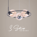 lampa wisząca trzy szklane bursztynowe klosze Kaja Venta K-5124