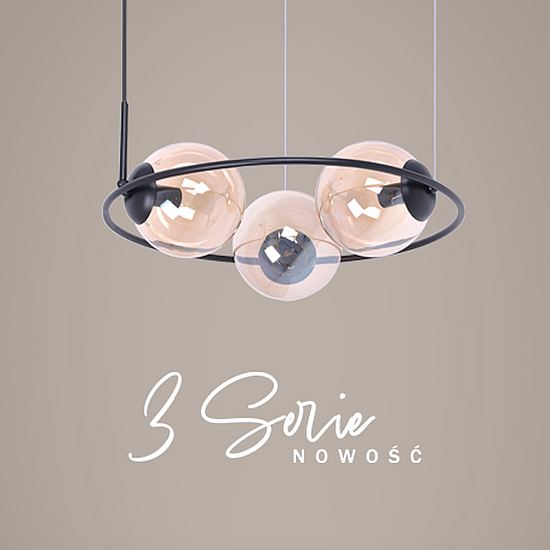 lampa wisząca trzy szklane bursztynowe klosze Kaja Venta K-5124