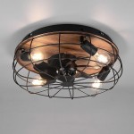 Trondheim Wood lampa sufitowa industrialna z wentylatorem Reality