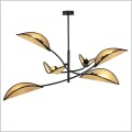 żyrandol sześć kloszy z rattanu Lotus 6 Black/Rattan Emibig 1108-6 lampa