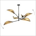 żyrandol z ruchomymi kliszami Emibig Lotus 6 Black/Rattan 1108-6