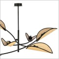 lampa wisząca czarny stelaż klosze w kształcie liści Emibig Lotus 6 Black/Rattan 1108-6