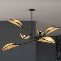 lampa wisząca w stylu etno rattanowe klosze w kształcie liści Emibig Lotus 6 Black/Rattan 1108-6