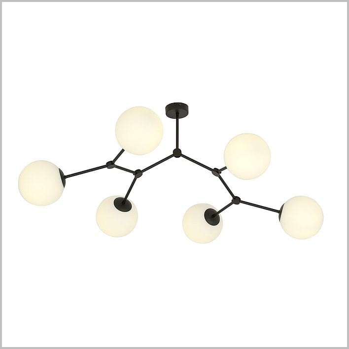 czarna lampa sufitowa z białymi kloszami Emibig Space 6 Black/Opal 1133/6
