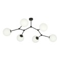 sześć białych szklanych kul lampa Space 6 Black/Opal Emibig 1133/6