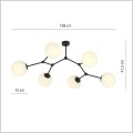 czarna lampa sufitowa z białymi kloszami Emibig Space 6 Black/Opal 1133/6