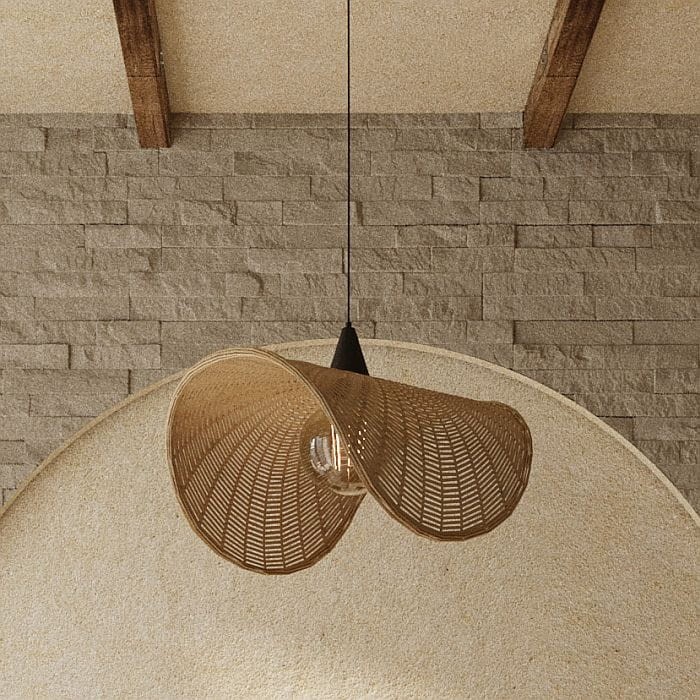 rattanowa lampa wisząca w kształcie kapelusza Koshi I Maxlight P0498