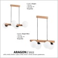 Alfa drewniane lampy wiszące z białymi kloszami Aragon