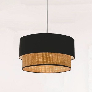 Sferia lampa wisząca podwójny abażur z rattanu 25 cm Candellux 