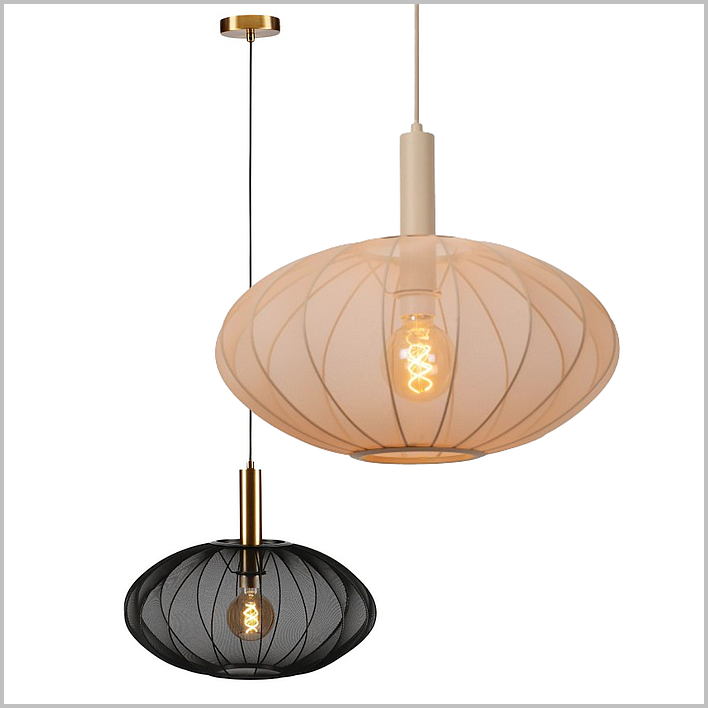 lampy wiszące z kloszem z półprzezroczystej elastycznej tkaniny Lucide Corina