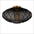 czarna lampa sufitowa abażur z półprzezroczystej tkaniny detale złote Corina 03147/40/30 Lucide