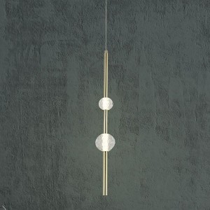 Vaku złota lampa wisząca 2 kryształowe kule LED Light Prestige