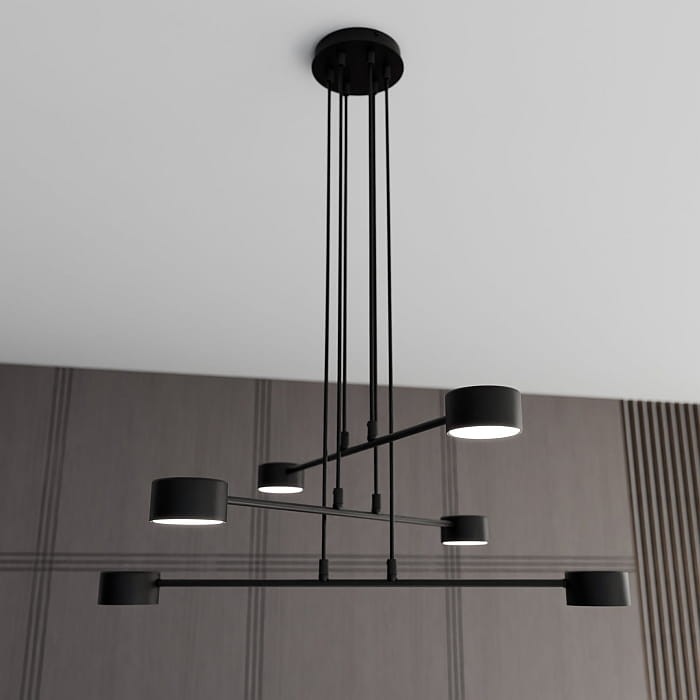 czarna minimalistyczna lampa wisząca Modus 6 Black Emibig 1339/6