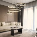 duża designerska lampa LED do salonu Złote Okręgi Premium DomenoLED
