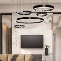 nowoczesny czarny żyrandol LED do salonu 5 Okręgów Premium DomenoLED
