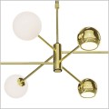 złota lampa wisząca białe matowe klosze Jupiter Moka 1962