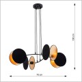 nowoczesna lampa wisząca z płaskimi czarnymi abażurami Emibig MOTIF 4 BLACK/GOLD 1325/4