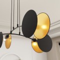 czarno złote koła osłaniają żaróki lampy wiszącej MOTIF 4 BLACK/GOLD 1325/4 Emibig
