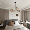 czarna lampa wisząca beżowe abażury Emibig MOTIF 4 NATURAL 1328/4
