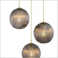 mosiężna lampa wisząca 3 klosze kule z dymionego szkła Paloma Argon 6309