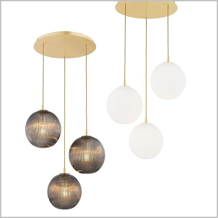 Argon Paloma 3 lampy wiszące z trzema szklanymi kloszami