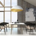 Biało-złota lampa wisząca z żywicy z półokrągłym kloszem o średnicy 89 cm Sigma Solaris