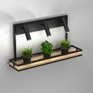 Shelf black/wood półka z 3 reflektorkami Luminex