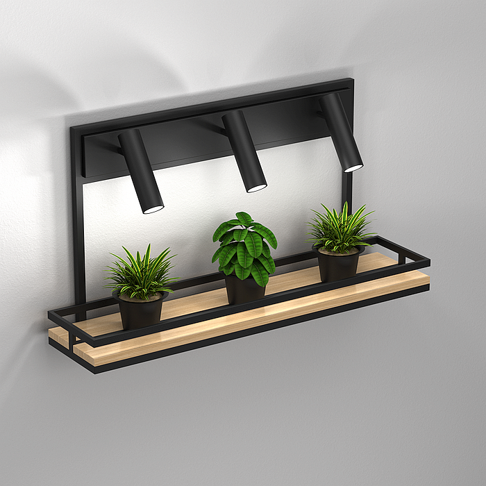 podświetlana półka na zioła Shelf black/natural wood Luminex 345