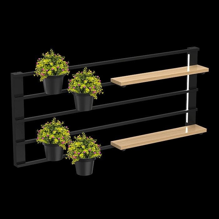 półeczki na zioła Shel 4 Flower black/natural wood 297