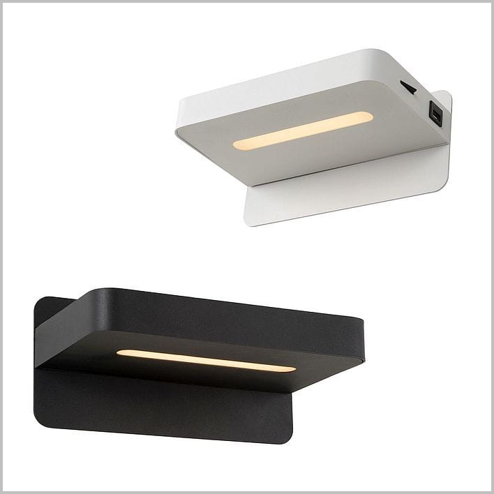 kinkiety z gniazdem USB i półką na telefon Lucide Atkin