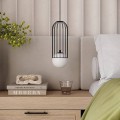 biała szklana kula w czarnej oprawie Sollux Lighting lampa wisząca czarna BRINA SL.1332