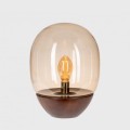 lampa stojąca do sypialni szkło i drewno Sferico Gold ciemne drewno 4concepts L255001111
