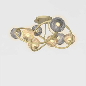 METZ złota lampa sufitowa kolorowe klosze 8 x G9 Aviano