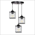 GLASSIA potrójna czarna lampa wisząca z kryształami 3xE27 Candellux