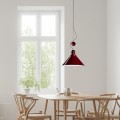 ciemno czerwona lampa wisząca z obciążnikiem kulowym TAR Reflex Stozek Reg BURG